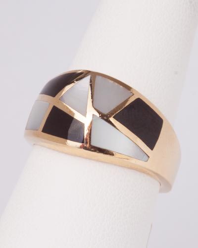 14ky blk onyx  mop ring 888 4806